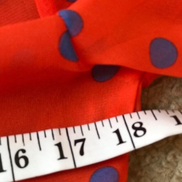 The Rage Sheer Blouse Small Orange Blue Dots - Picture 6 of 16
